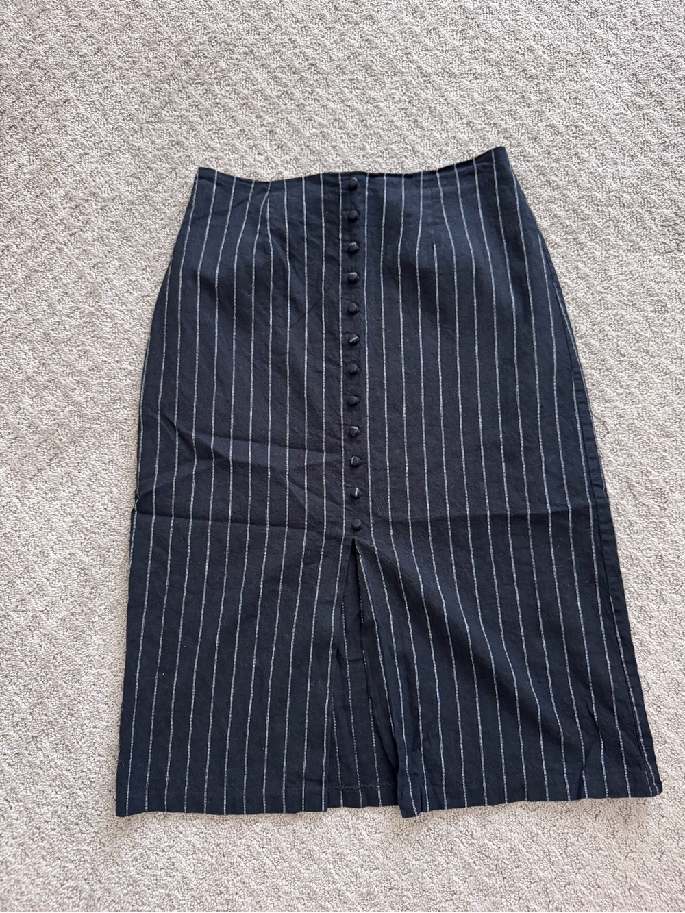 Banana Republic Black Pinstripe Button-Front Midi Skirt
